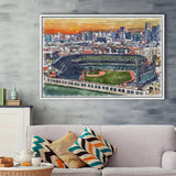 Oracle Park WaterColor Framed Canvas Prints, San Francisco California Baseball Watercolor, Stadium Art Gifts, Floating Frame