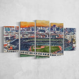 Oracle Park WaterColor 5 Panels Mix Canvas Prints, San Francisco California Baseball Watercolor, Large Stadium Canvas