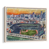 Oracle Park WaterColor Framed Canvas Prints, San Francisco California Baseball Watercolor, Stadium Art Gifts, Floating Frame