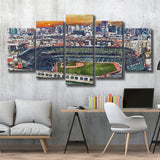 Oracle Park WaterColor 5 Panels Mix Canvas Prints, San Francisco California Baseball Watercolor, Large Stadium Canvas