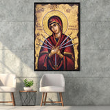 Orthodox Icon Mary, Virgin Mary Icon, Our Lady Of Sorrows,Framed Canvas Prints Wall Art Decor, Floating Frame