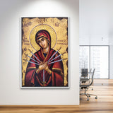 Orthodox Icon Mary, Virgin Mary Icon, Our Lady Of Sorrows,Framed Canvas Prints Wall Art Decor, Floating Frame