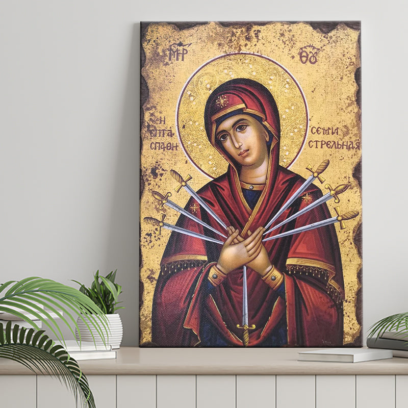 Orthodox Icon Mary, Virgin Mary Icon, Our Lady Of Sorrows, Religious Art, Catholic Icon, Canvas Painting, Canvas Print Wall Art Decor