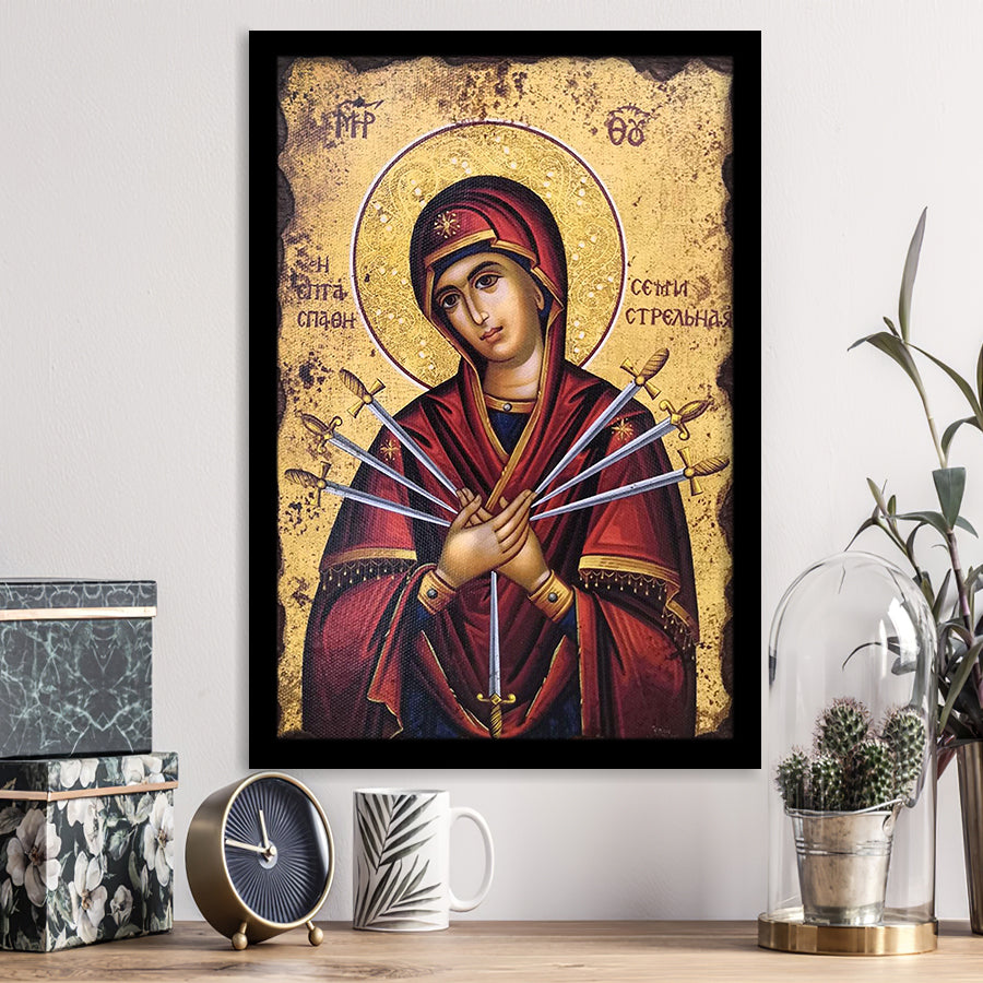 Orthodox Icon Mary, Virgin Mary Icon, Our Lady Of Sorrows, Religious Art, Framed Art Prints Wall Decor, Picture Framed