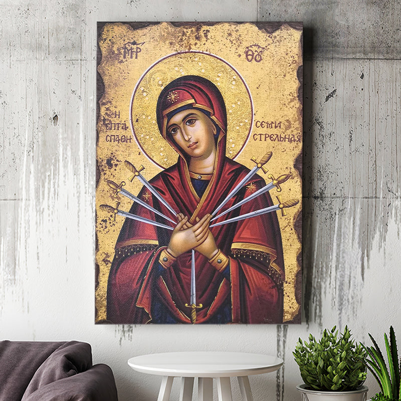 Orthodox Icon Mary, Virgin Mary Icon, Our Lady Of Sorrows, Religious Art, Catholic Icon, Canvas Painting, Canvas Print Wall Art Decor