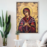 Orthodox Icon Mary, Virgin Mary Icon, Our Lady Of Sorrows,Framed Canvas Prints Wall Art Decor, Floating Frame