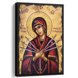 Orthodox Icon Mary, Virgin Mary Icon, Our Lady Of Sorrows,Framed Canvas Prints Wall Art Decor, Floating Frame