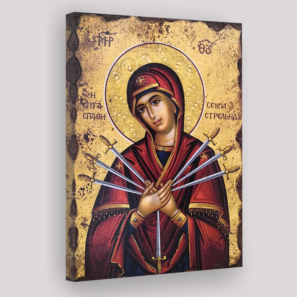 Orthodox Icon Mary, Virgin Mary Icon, Our Lady Of Sorrows, Religious Art, Catholic Icon, Canvas Painting, Canvas Print Wall Art Decor