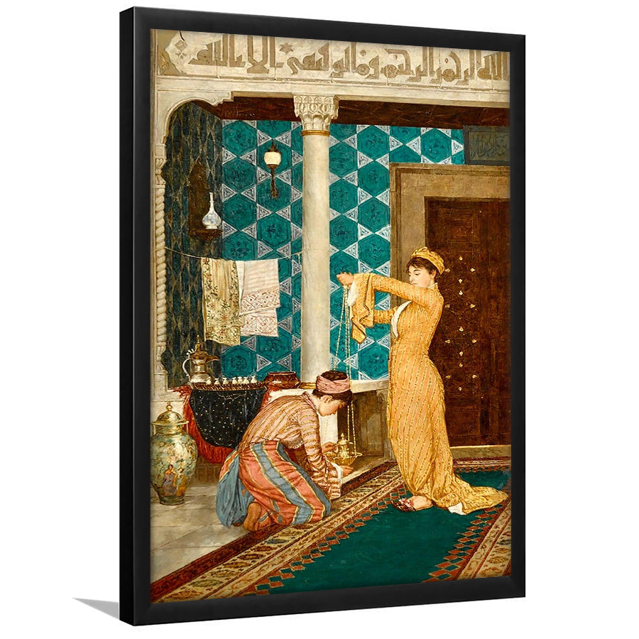 Osman Hamdi Bey Art Print, Coffee Serving Girl , Turkish Oriental Wall Art,Framed Art Prints Wall Decor, Picture Framed