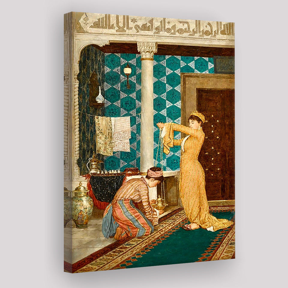 Osman Hamdi Bey Art Print, Coffee Serving Girl Canvas, Turkish Oriental Wall Art, Canvas Painting, Canvas Print Wall Art Decor