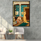 Osman Hamdi Bey Art Print, Coffee Serving Girl Canvas,Framed Canvas Prints Wall Art Decor, Floating Frame