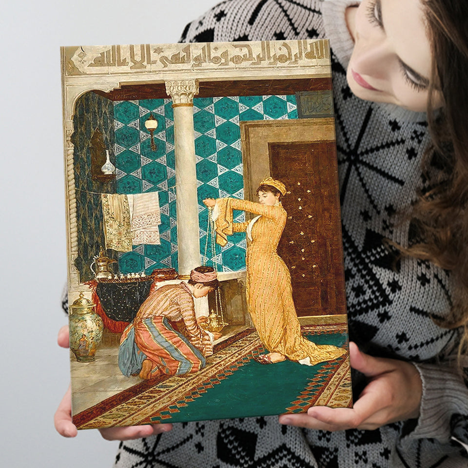 Osman Hamdi Bey Art Print, Coffee Serving Girl Canvas, Turkish Oriental Wall Art, Canvas Painting, Canvas Print Wall Art Decor