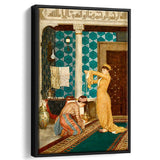 Osman Hamdi Bey Art Print, Coffee Serving Girl Canvas,Framed Canvas Prints Wall Art Decor, Floating Frame
