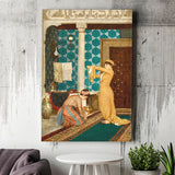 Osman Hamdi Bey Art Print, Coffee Serving Girl Canvas, Turkish Oriental Wall Art, Canvas Painting, Canvas Print Wall Art Decor