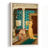 Osman Hamdi Bey Art Print, Coffee Serving Girl Canvas,Framed Canvas Prints Wall Art Decor, Floating Frame