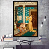 Osman Hamdi Bey Art Print, Coffee Serving Girl , Turkish Oriental Wall Art,Framed Art Prints Wall Decor, Picture Framed