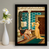 Osman Hamdi Bey Art Print, Coffee Serving Girl , Turkish Oriental Wall Art,Framed Art Prints Wall Decor, Picture Framed