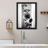 Otter Art Framed Canvas Prints Wall Art, Funny Bathroom Decor, Otter In Toilet