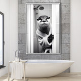 Otter Art Framed Canvas Prints Wall Art, Funny Bathroom Decor, Otter In Toilet