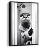 Otter Art Framed Canvas Prints Wall Art, Funny Bathroom Decor, Otter In Toilet