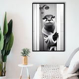 Otter Art Framed Canvas Prints Wall Art, Funny Bathroom Decor, Otter In Toilet