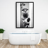 Otter Art Framed Art Print Wall Decor, Funny Bathroom Decor, Otter In Toilet