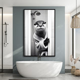 Otter Art Framed Canvas Prints Wall Art, Funny Bathroom Decor, Otter In Toilet