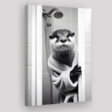 Otter Art Canvas Prints Wall Art, Funny Bathroom Decor, Otter in Toilet