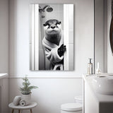 Otter Art Canvas Prints Wall Art, Funny Bathroom Decor, Otter in Toilet