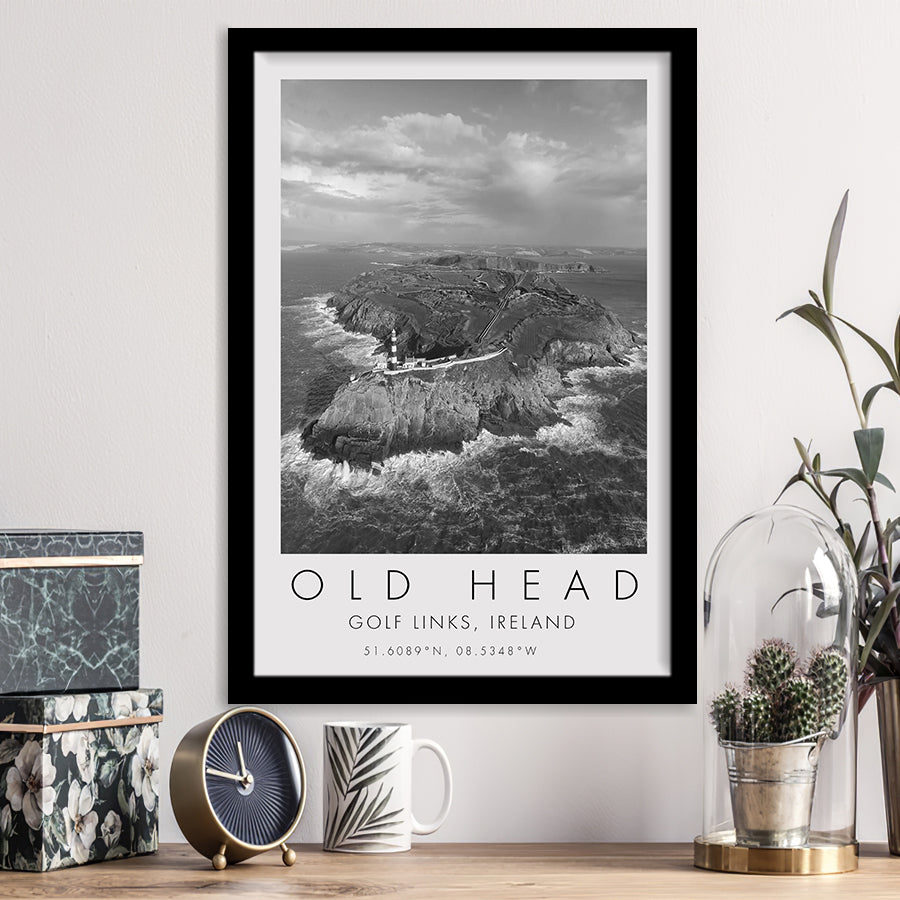 Overview Old Head Golf Links , Ireland, Golf Art, Gift for him, Framed Art Print Wall Decor