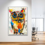 Owl Painting  Wearing Sungglasses, Framed Canvas Prints Wall Art Decor, Floarting Frame Painting Canvas Art