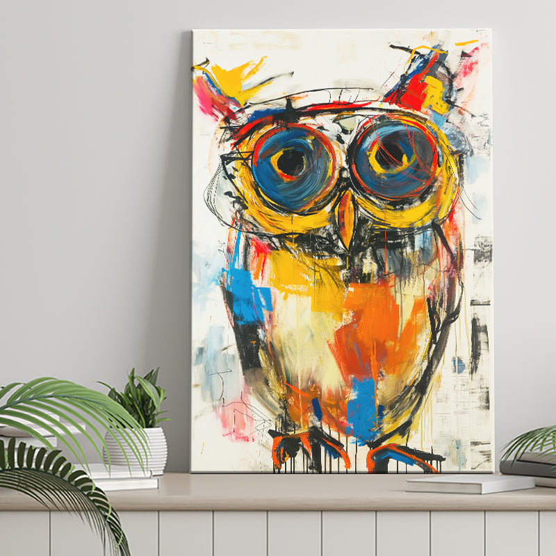 Owl Painting  Wearing Sungglasses, Canvas Prints Wall Art Home Decor, Painting Canvas Art