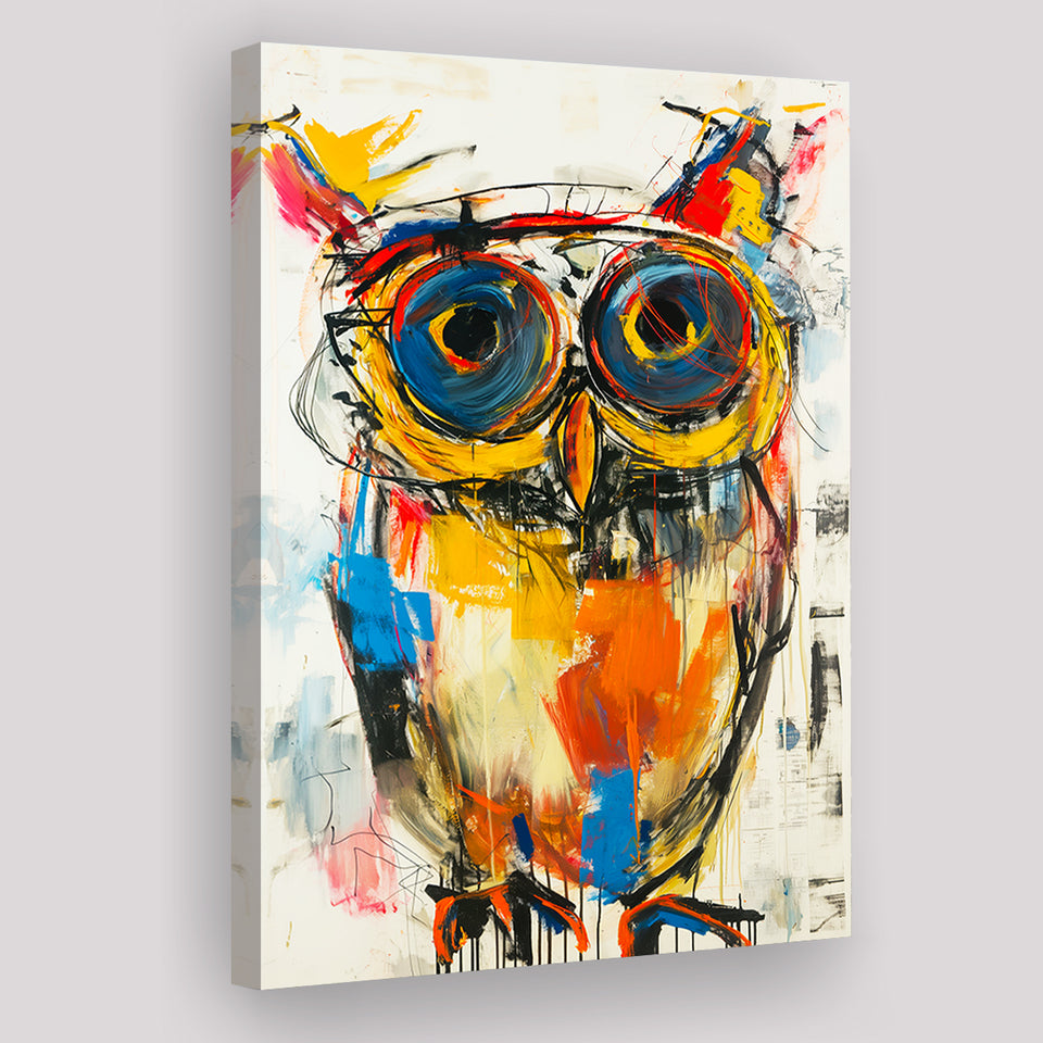 Owl Painting  Wearing Sungglasses, Canvas Prints Wall Art Home Decor, Painting Canvas Art