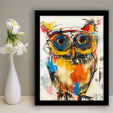 Owl Painting  Wearing Sungglasses, Framed Art Prints Wall Decor, Picture Framed Painting