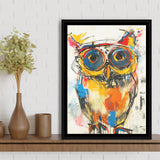 Owl Painting  Wearing Sungglasses, Framed Canvas Prints Wall Art Decor, Floarting Frame Painting Canvas Art