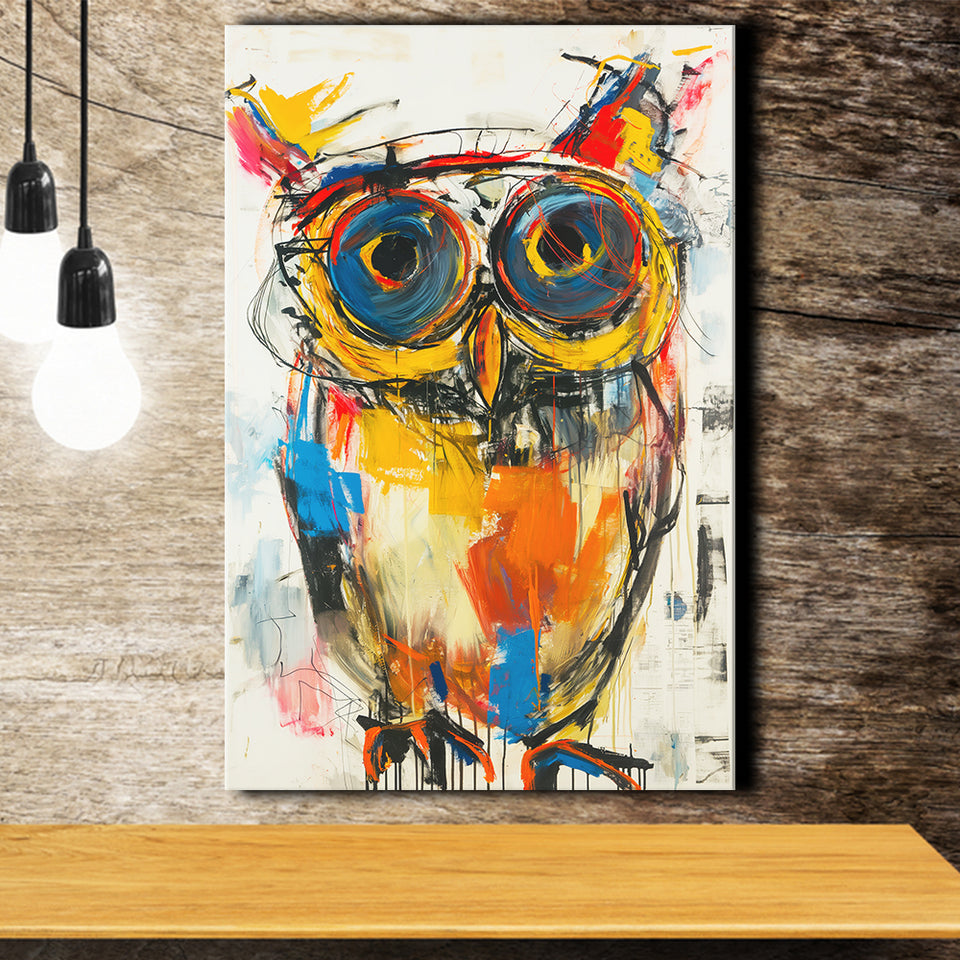 Owl Painting  Wearing Sungglasses, Canvas Prints Wall Art Home Decor, Painting Canvas Art
