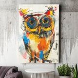 Owl Painting  Wearing Sungglasses, Canvas Prints Wall Art Home Decor, Painting Canvas Art