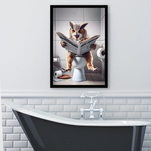 Owl Print Framed Art Print Wall Decor, Bathroom Framed Art, Funny Bathroom Decor