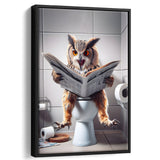 Owl Print Framed Canvas Prints Wall Art, Bathroom Framed Art, Funny Bathroom Decor