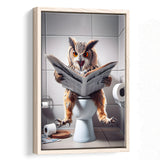 Owl Print Framed Canvas Prints Wall Art, Bathroom Framed Art, Funny Bathroom Decor