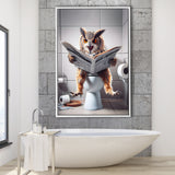 Owl Print Framed Canvas Prints Wall Art, Bathroom Framed Art, Funny Bathroom Decor