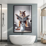 Owl Print Framed Canvas Prints Wall Art, Bathroom Framed Art, Funny Bathroom Decor