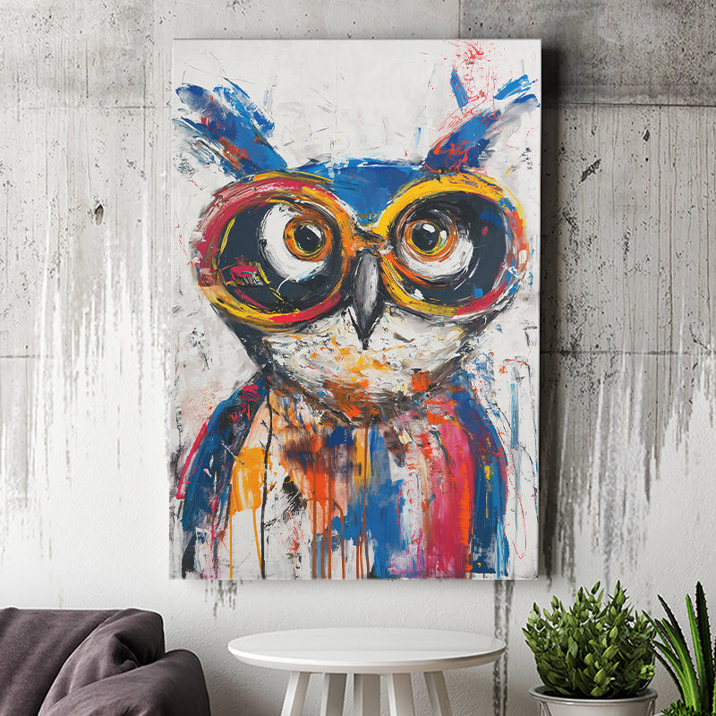 Owl Wearing Sungglasses Painting, Kids Art, Canvas Prints Wall Art Home Decor, Painting Canvas Art
