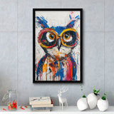 Owl Wearing Sungglasses Painting, Kids Art, Framed Canvas Prints Wall Art Decor, Floarting Frame Painting Canvas Art