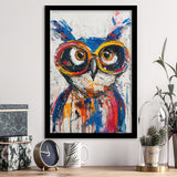 Owl Wearing Sungglasses Painting, Kids Art, Framed Art Prints Wall Decor, Picture Framed Painting