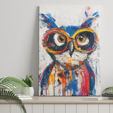 Owl Wearing Sungglasses Painting, Kids Art, Canvas Prints Wall Art Home Decor, Painting Canvas Art