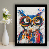 Owl Wearing Sungglasses Painting, Kids Art, Framed Art Prints Wall Decor, Picture Framed Painting