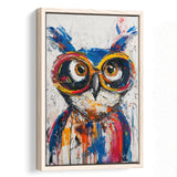 Owl Wearing Sungglasses Painting, Kids Art, Framed Canvas Prints Wall Art Decor, Floarting Frame Painting Canvas Art