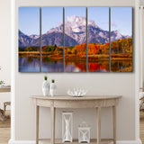 Oxbow Bend Sunrise, Grand Teton National Park, Extra Large Multi 5 Panel Canvas Print Wall Art Decor
