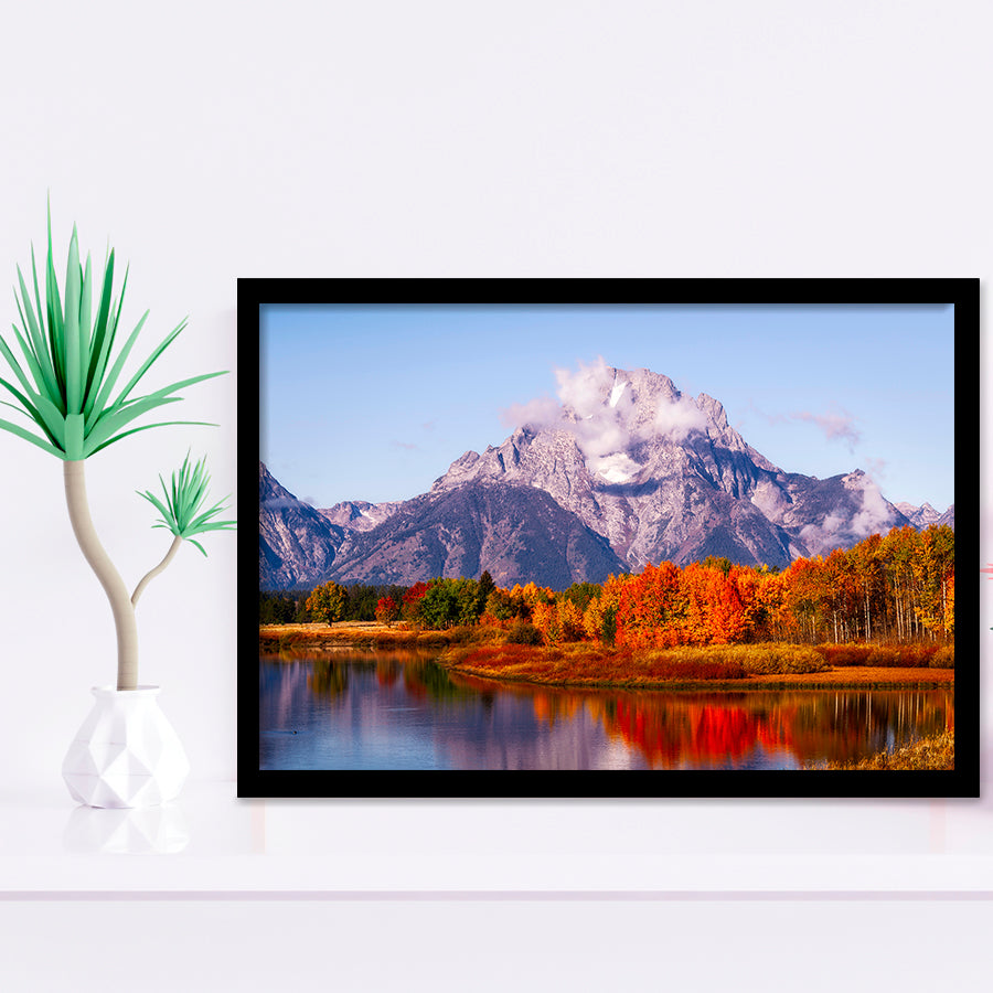 Oxbow Bend Sunrise, Grand Teton National Park, Framed Art Print Wall Decor, Framed Picture